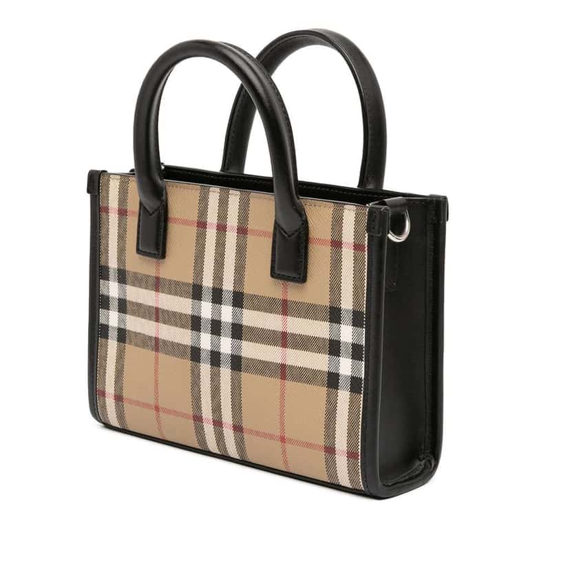 Burberry Mini House Check Coated Canvas Denny Tote Brown Canvas Good condition - Back View