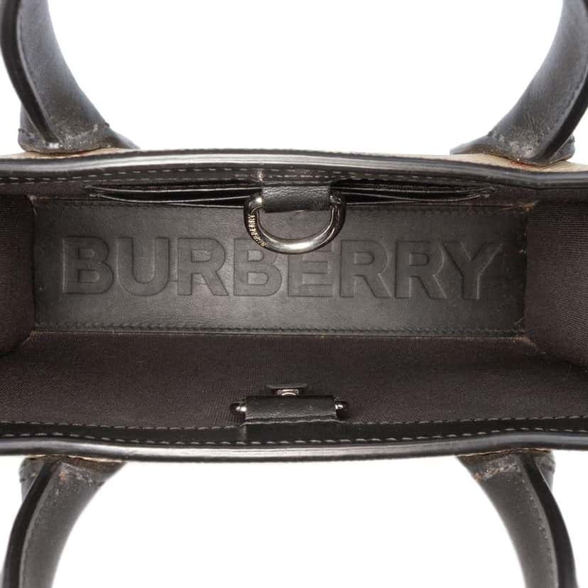Burberry Mini House Check Coated Canvas Denny Tote Brown Canvas Good condition - Model View
