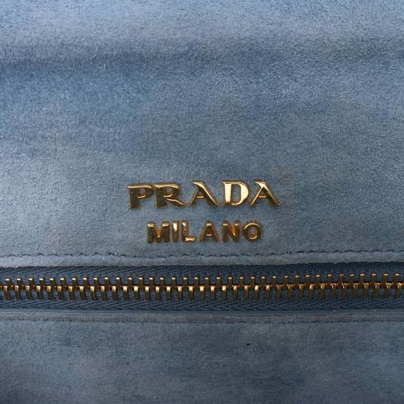 Prada Glace Calf and Suede Patchwork Etiquette Satchel Brown Leather Good condition - Box View