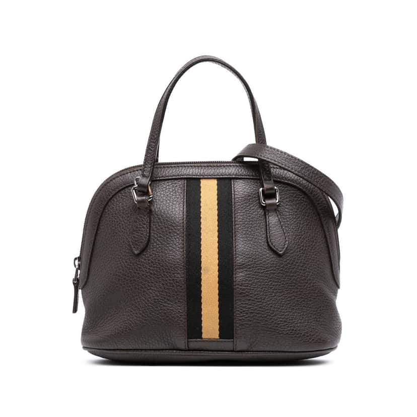 Gucci Mini Leather Web Dome Satchel Brown Leather Good condition - Front View