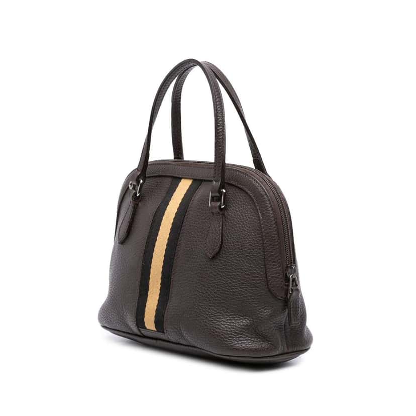 Gucci Mini Leather Web Dome Satchel Brown Leather Good condition - Back View