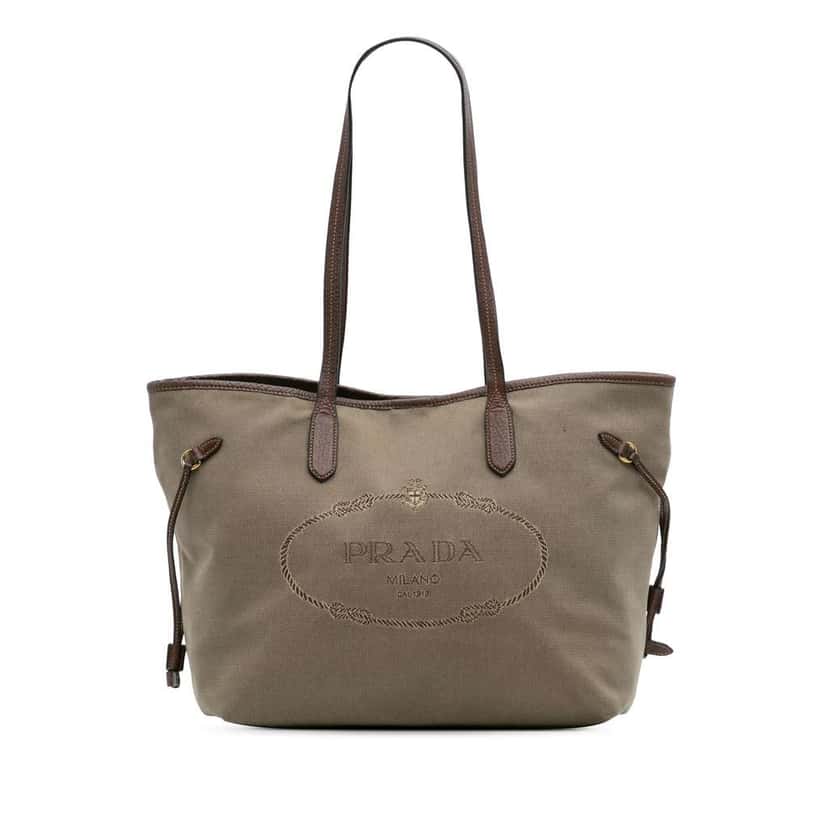 Prada Canvas Canapa Logo Tote Brown Canvas Good condition - Front View