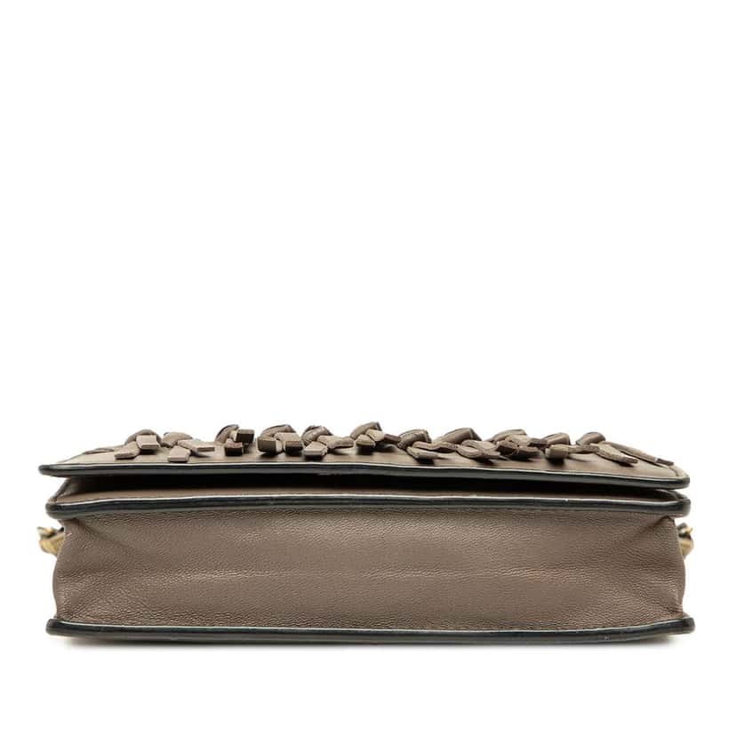 Bottega Veneta Nappa Intrecciato Fringe Wallet on Chain Brown Leather Good condition - Inside View