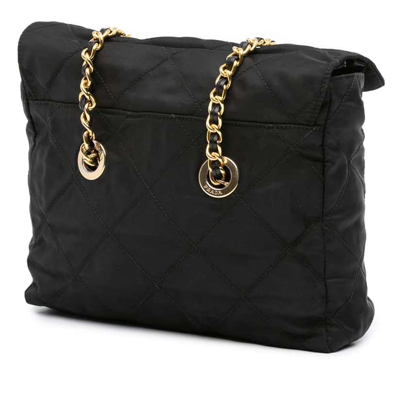 Prada Impuntu Tessuto Chain Shoulder Bag Black Good condition - Back View