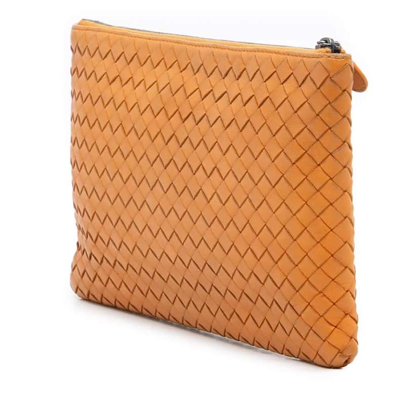 Bottega Veneta Nappa Intrecciato Clutch Orange Leather Good condition - Back View