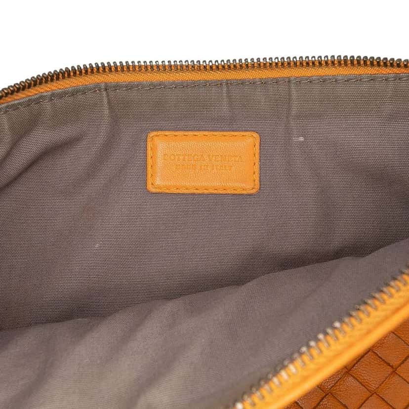 Bottega Veneta Nappa Intrecciato Clutch Orange Leather Good condition - Box View