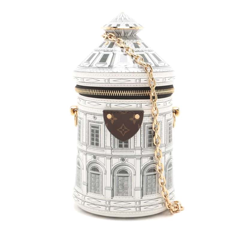 Louis Vuitton Fornasetti  Architectura Cannes Vase White Leather Good condition - Front View