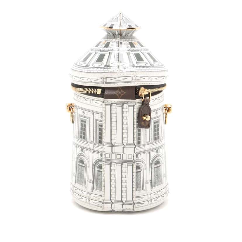 Louis Vuitton Fornasetti  Architectura Cannes Vase White Leather Good condition - Back View