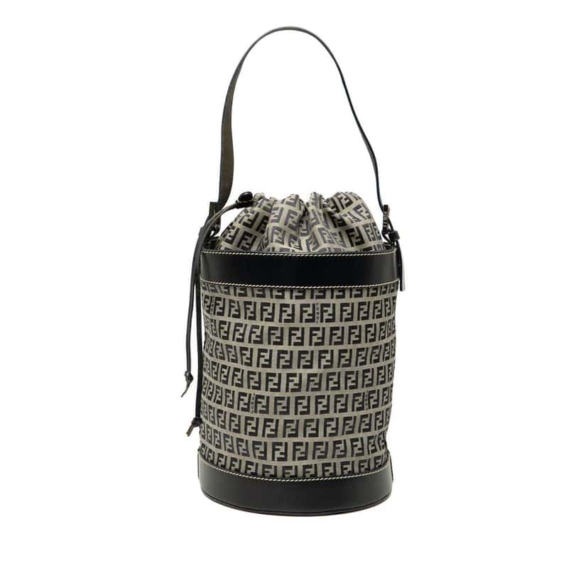 Fendi Zucchino Canvas Bucket Bag Grey Canvas Good condition - Front View