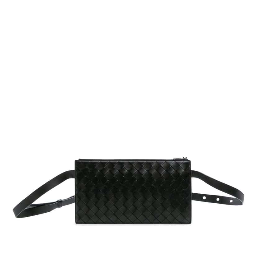 Bottega Veneta Nappa Intrecciato Belt Bag Black Leather Good condition - Front View