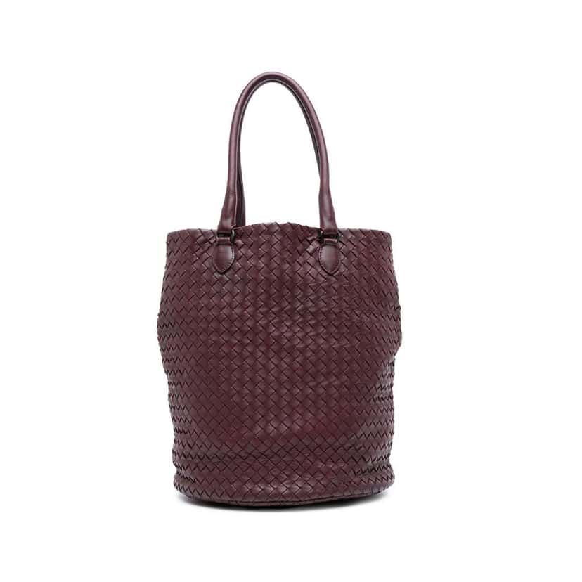 Bottega Veneta Nappa Intrecciato Bucket Bag Purple Leather Good condition - Front View