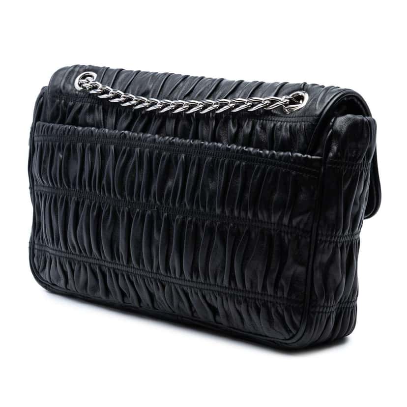 Prada Medium Nappa Gaufre Sound Lock Shoulder Bag Black Leather Good condition - Back View