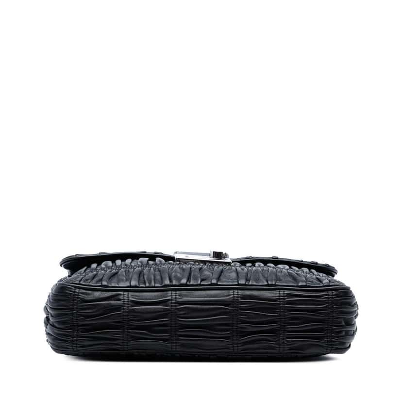 Prada Medium Nappa Gaufre Sound Lock Shoulder Bag Black Leather Good condition - Inside View