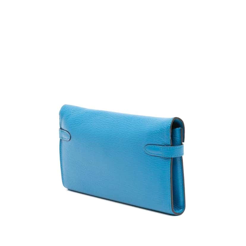 Hermès Chevre Mysore Kelly Longue Wallet Blue Leather Good condition - Back View