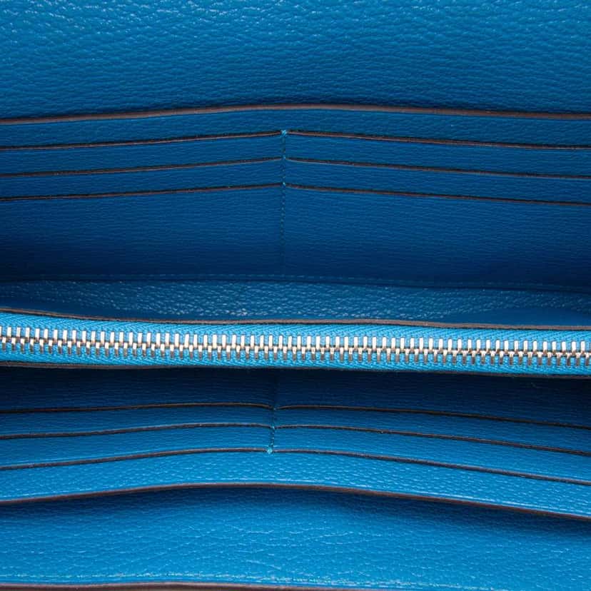 Hermès Chevre Mysore Kelly Longue Wallet Blue Leather Good condition - Model View