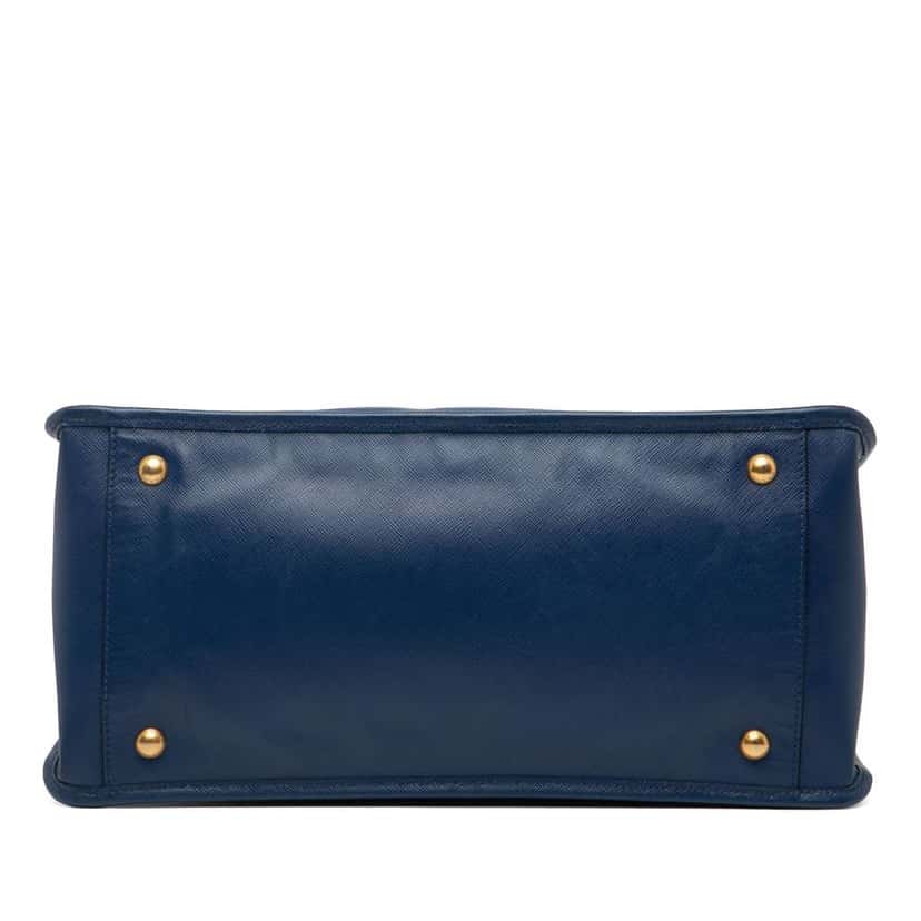 Prada Saffiano Double Zip Open Convertible Tote Blue Leather Very good condition - Inside View