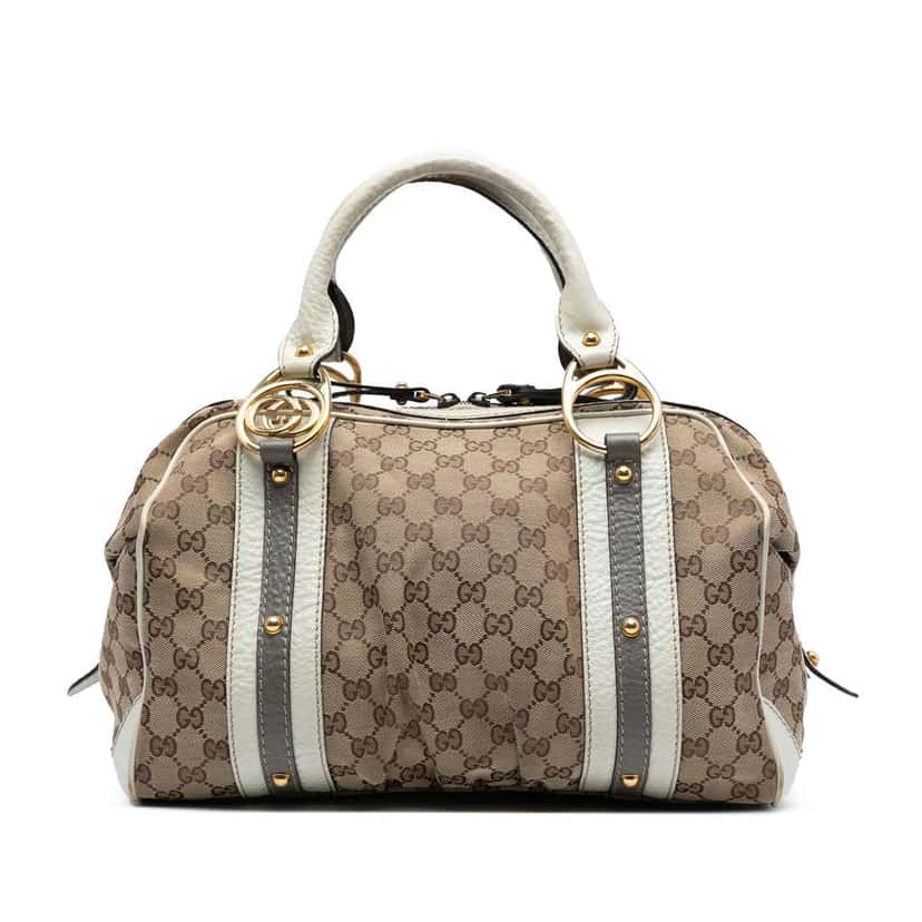 Gucci Medium GG Canvas Interlocking G Boston Bag Brown Canvas Good condition - Front View