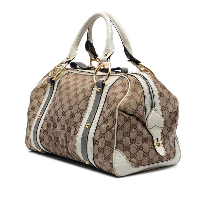 Gucci Medium GG Canvas Interlocking G Boston Bag Brown Canvas Good condition - Back View