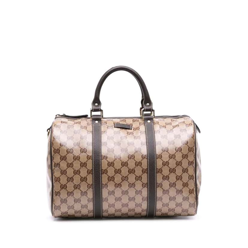Gucci Medium GG Crystal Joy Boston Bag Brown Canvas Good condition - Front View