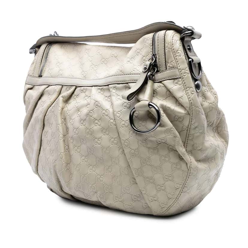 Gucci Guccissima Icon Bit Satchel White Leather Good condition - Back View
