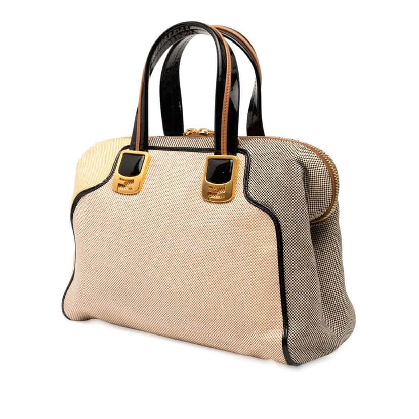 Fendi Small Canvas Colorblock Chameleon Satchel Brown Canvas Very good condition - Back View