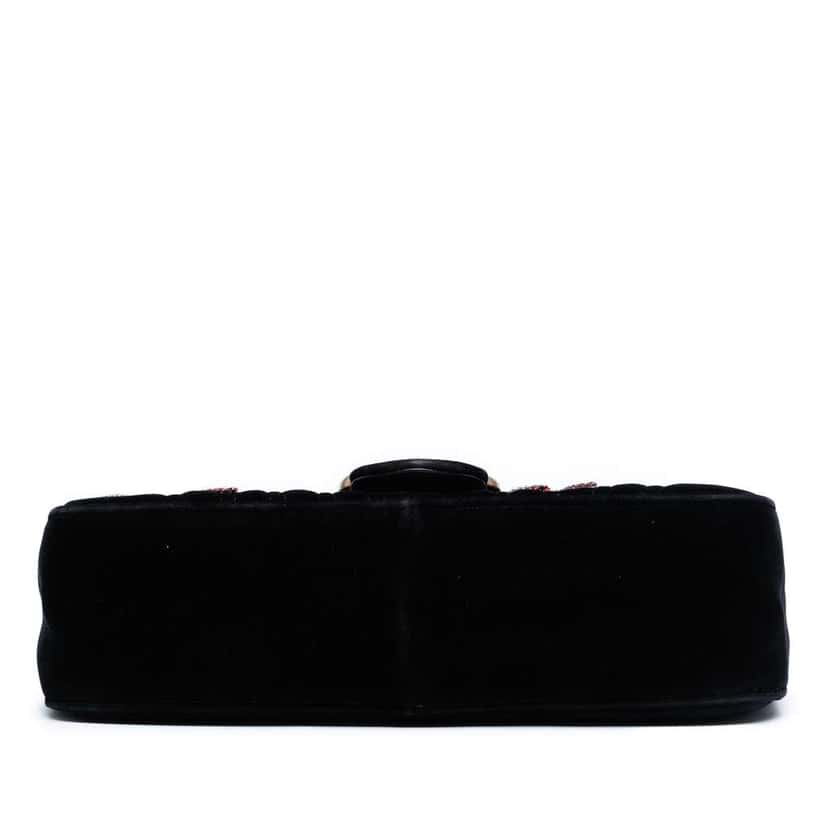 Gucci Medium GG Marmont Matelasse Velvet Sequin Embellished Shoulder Bag Black Velvet Good condition - Inside View
