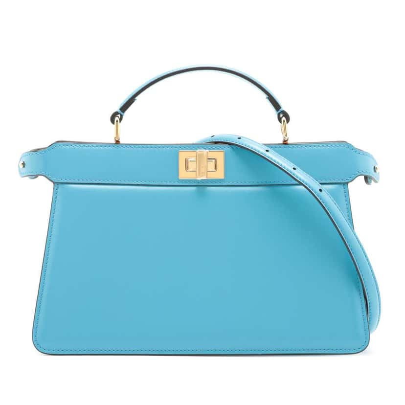 Fendi Small Leather Peekaboo ISeeU East West Bag Blue Leather Good condition - Front View