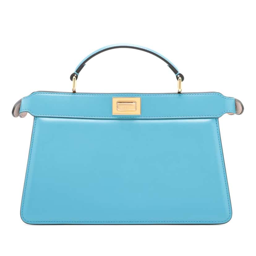 Fendi Small Leather Peekaboo ISeeU East West Bag Blue Leather Good condition - Back View