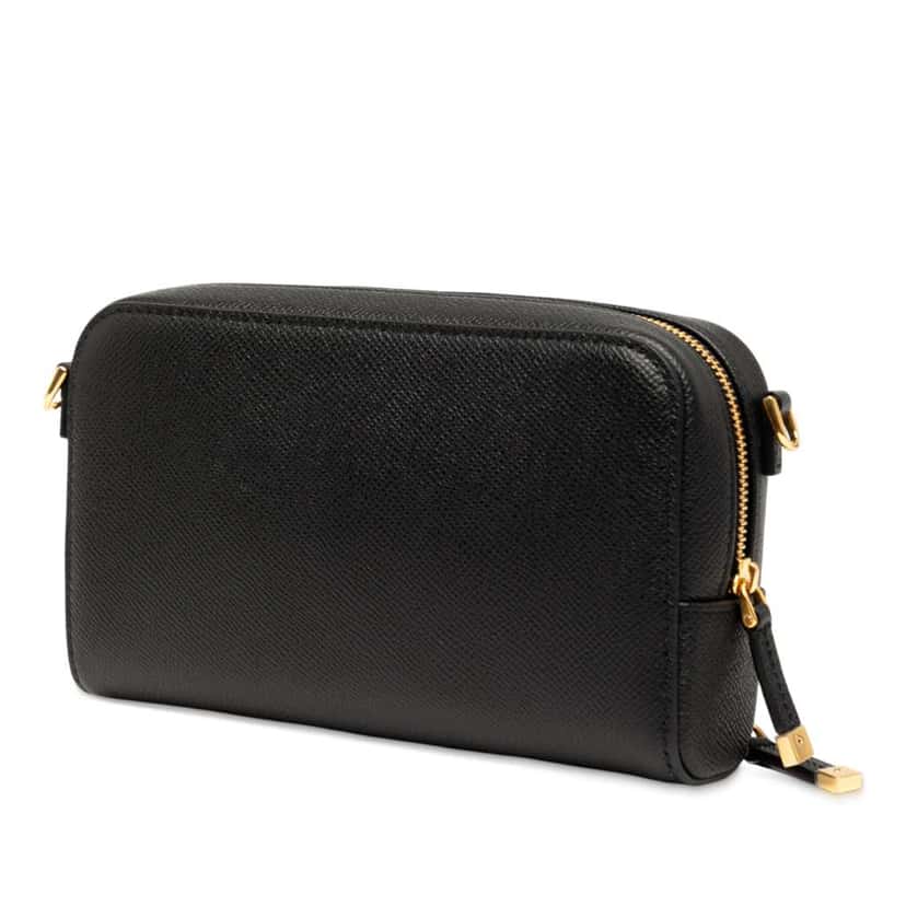 Dior Grained Calfskin Caro Double Pouch Black Leather Good condition - Back View