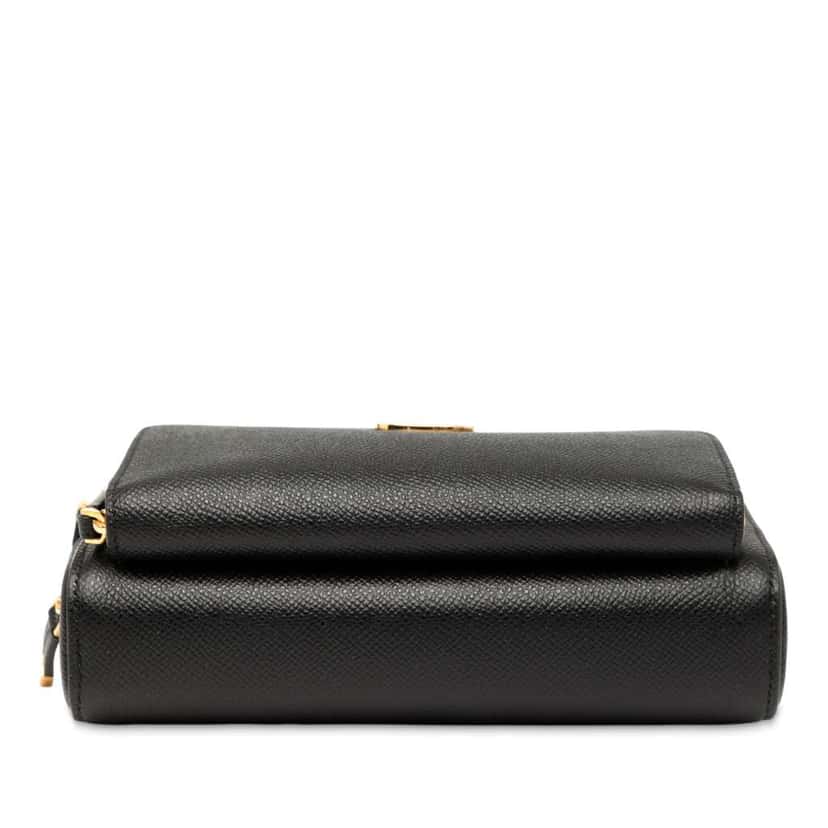 Dior Grained Calfskin Caro Double Pouch Black Leather Good condition - Inside View