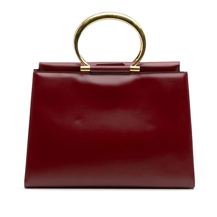 Celine Leather Ring Top Handle Bag Red Leather Good condition - Front View