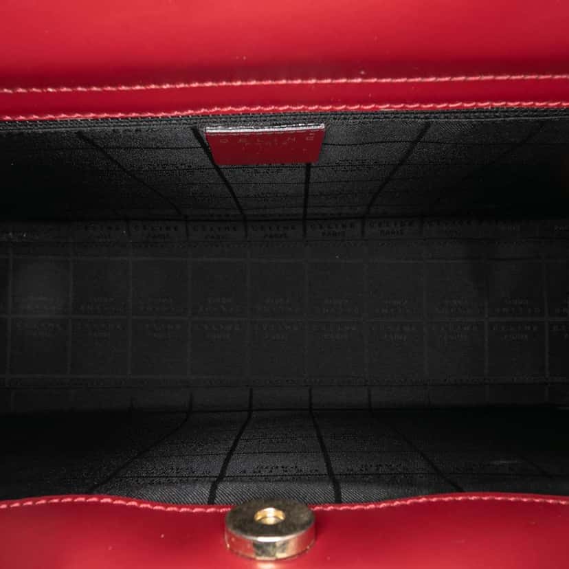 Celine Leather Ring Top Handle Bag Red Leather Good condition - Model View
