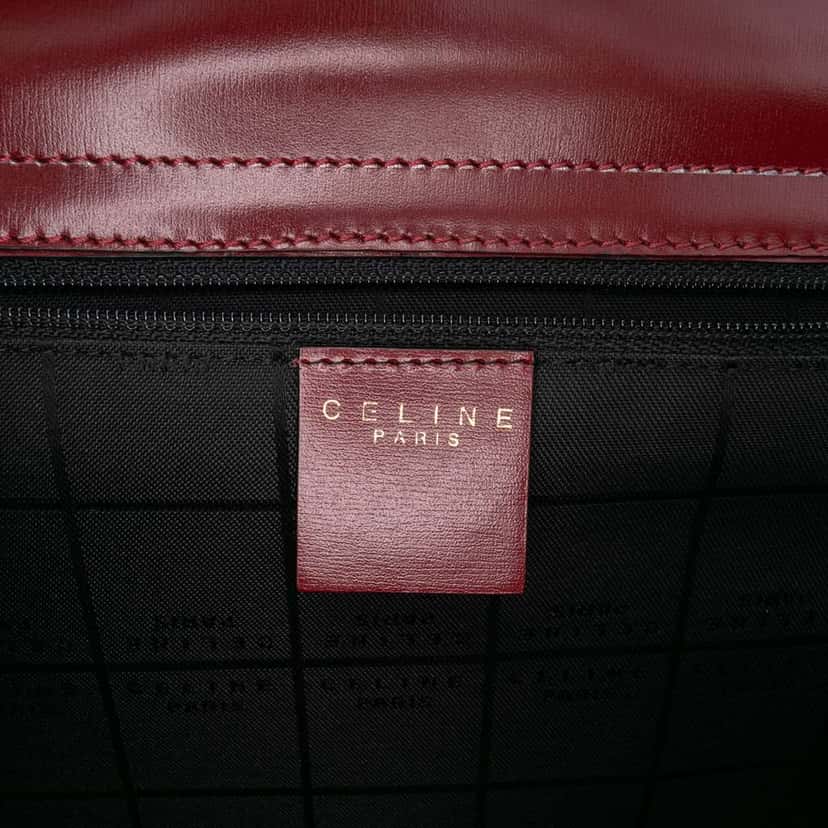 Celine Leather Ring Top Handle Bag Red Leather Good condition - Box View
