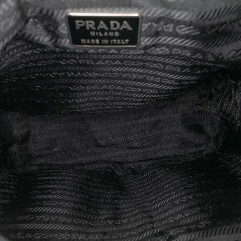 Prada Nappa Double Pocket Drawstring Backpack Black Leather Good condition - Model View
