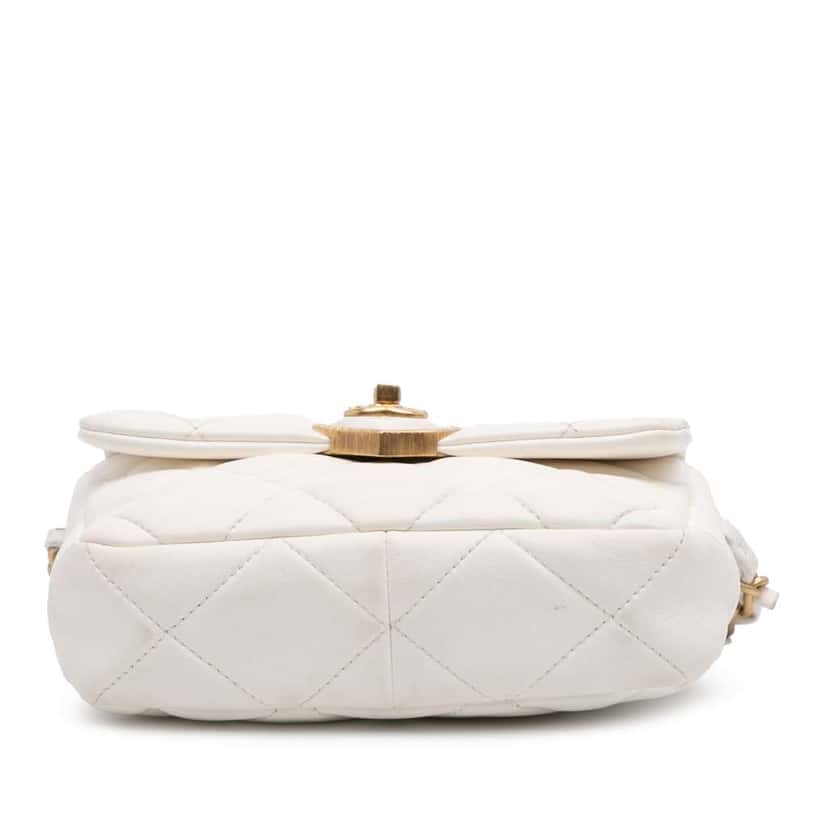 Chanel Mini Quilted Lambskin Acrylic Coco Love Flap White Leather Good condition - Inside View