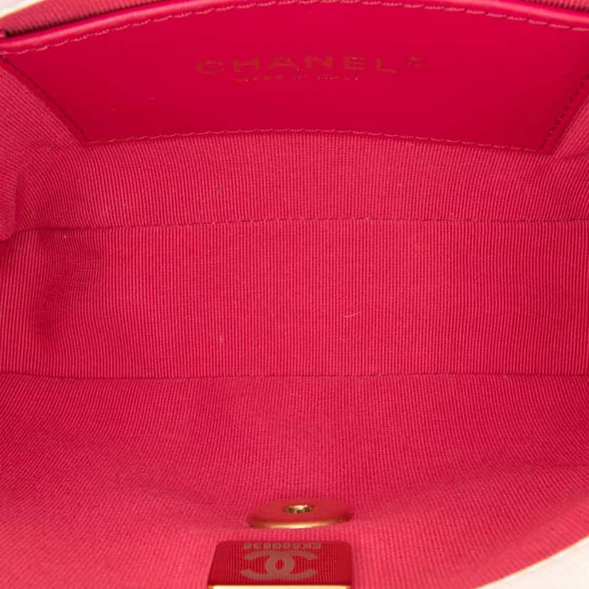 Chanel Mini Quilted Lambskin Acrylic Coco Love Flap White Leather Good condition - Model View