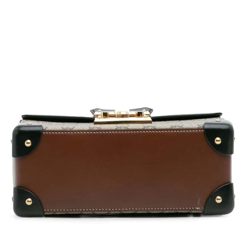 Gucci GG Supreme Bamboo Padlock Satchel Brown Canvas Good condition - Inside View