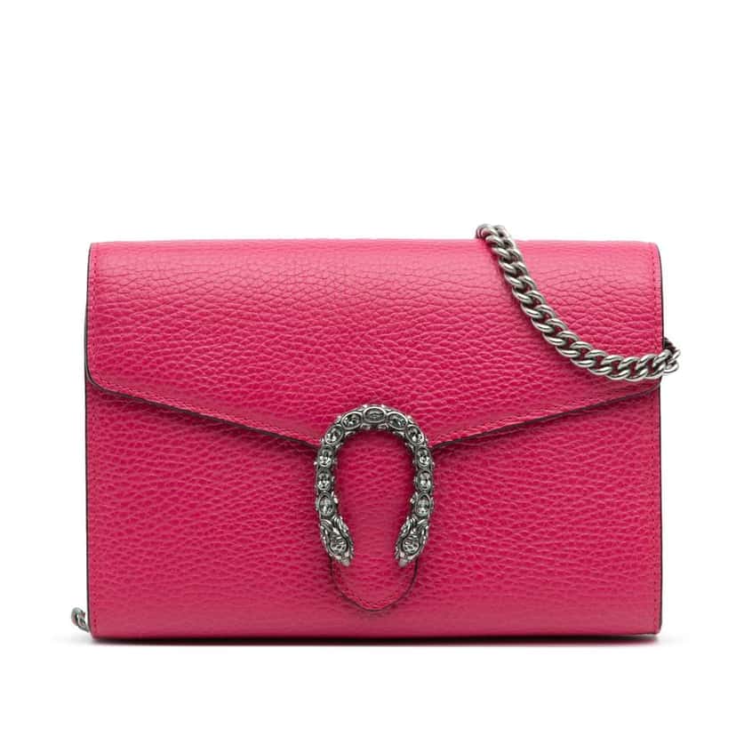 Gucci Mini Leather Dionysus Wallet on Chain Pink Leather Very good condition - Front View