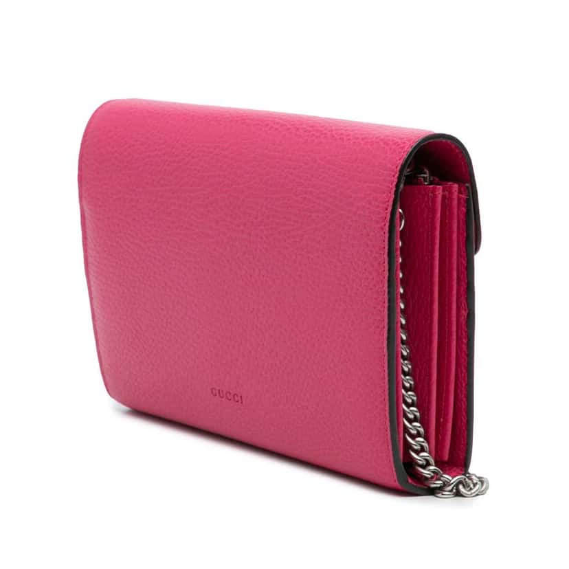 Gucci Mini Leather Dionysus Wallet on Chain Pink Leather Very good condition - Back View