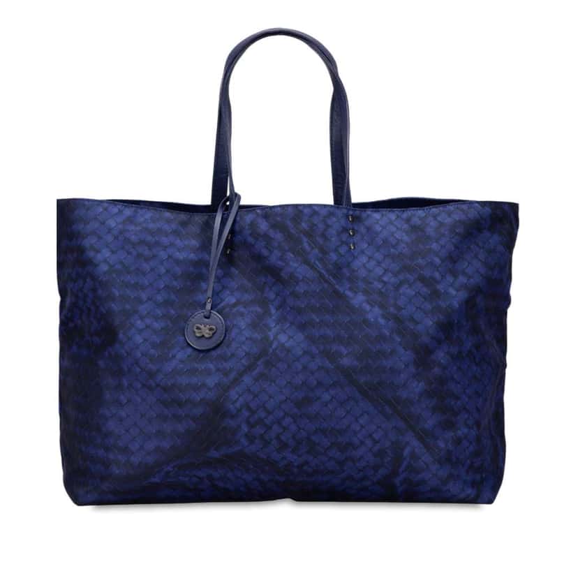 Bottega Veneta Nylon Intrecciolusion Tote Blue Good condition - Front View