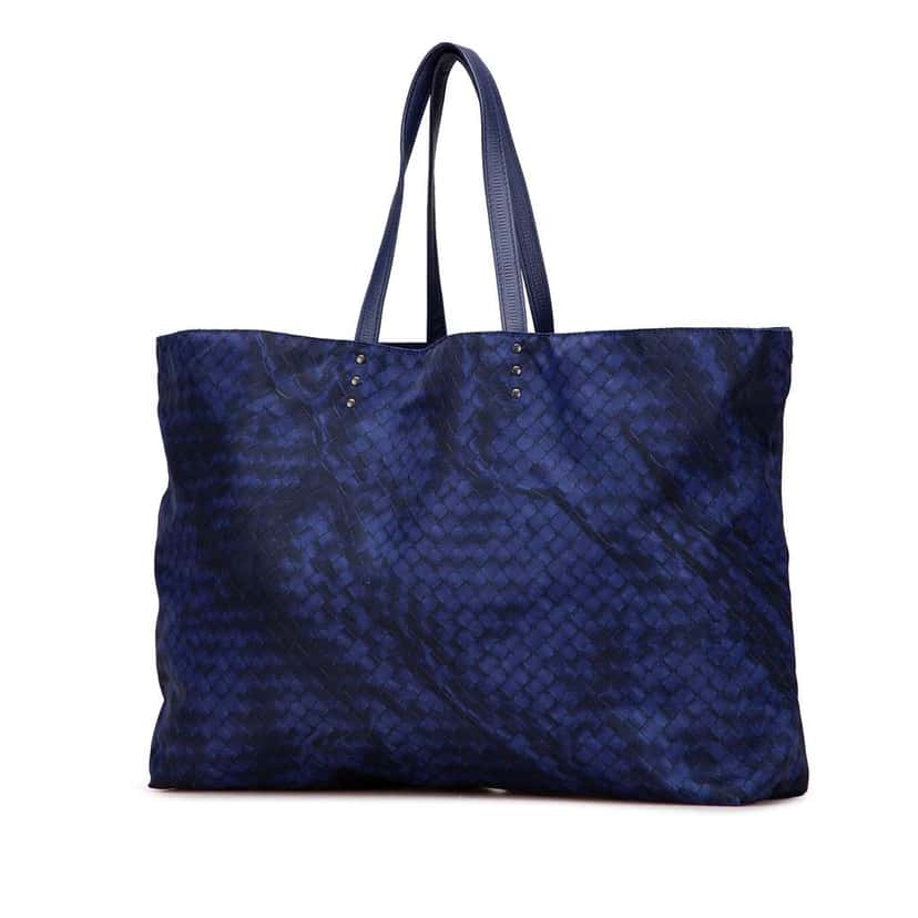 Bottega Veneta Nylon Intrecciolusion Tote Blue Good condition - Back View