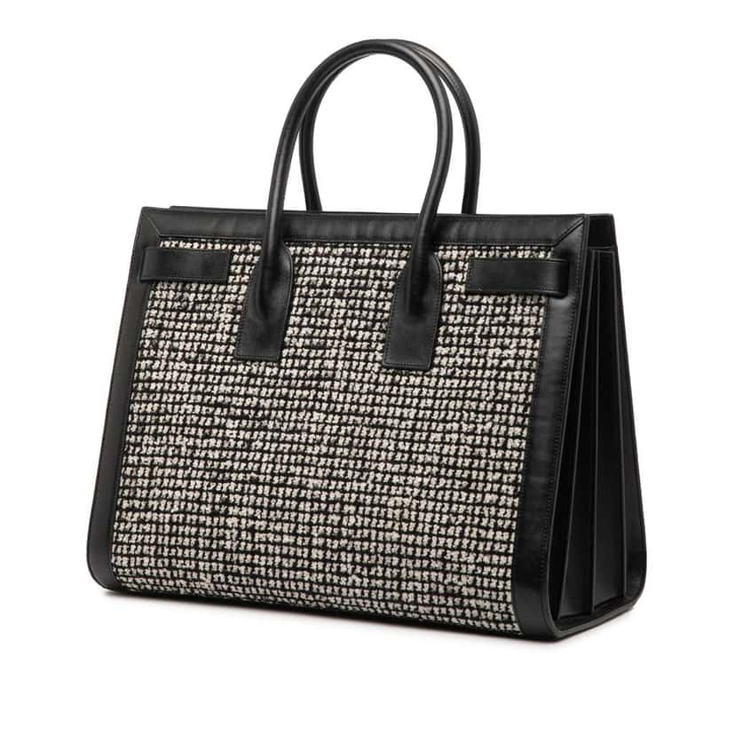 Saint Laurent Small Tweed Houndstooth Sac De Jour Satchel Black Tweed Very good condition - Back View