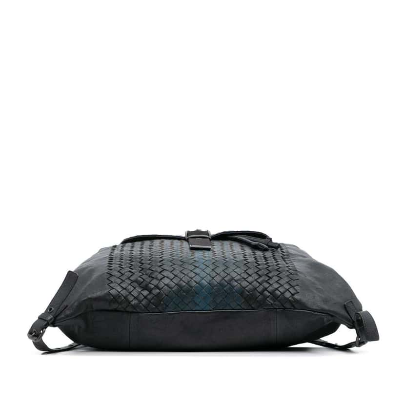 Bottega Veneta Nappa Intrecciato Drawstring Flap Backpack Black Leather Good condition - Inside View