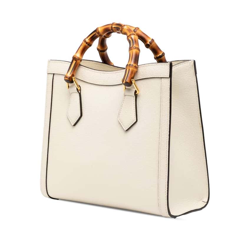 Gucci Medium Leather Bamboo Diana Satchel White Leather Good condition - Back View