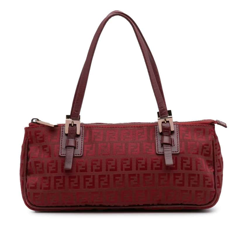 Fendi Zucchino Canvas Handbag Red Canvas Good condition - Front View