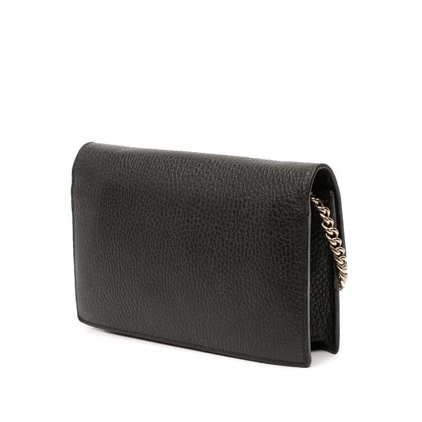 Gucci Leather Interlocking G Dollar Wallet on Chain Black Leather Good condition - Back View