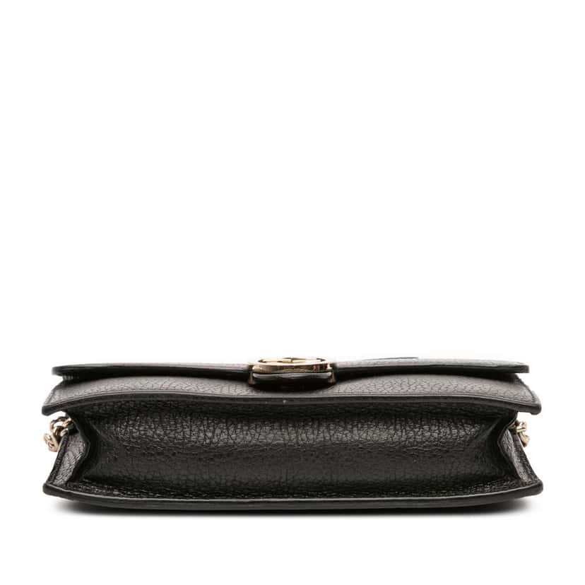 Gucci Leather Interlocking G Dollar Wallet on Chain Black Leather Good condition - Inside View