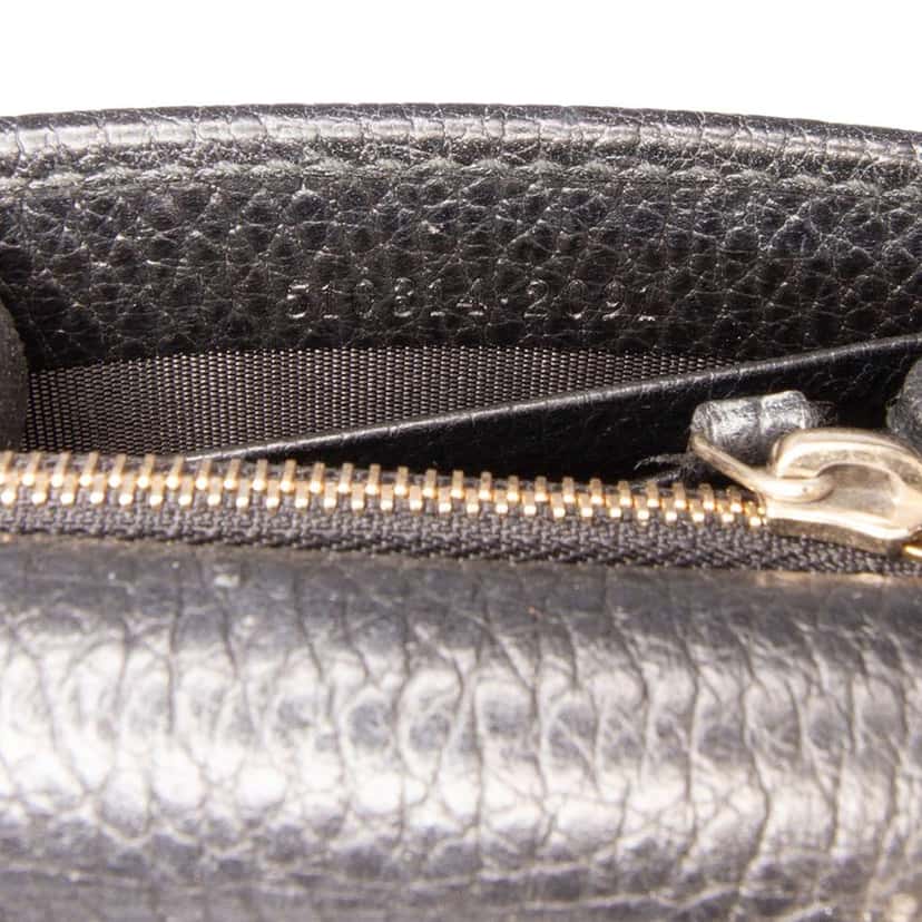 Gucci Leather Interlocking G Dollar Wallet on Chain Black Leather Good condition - Box View