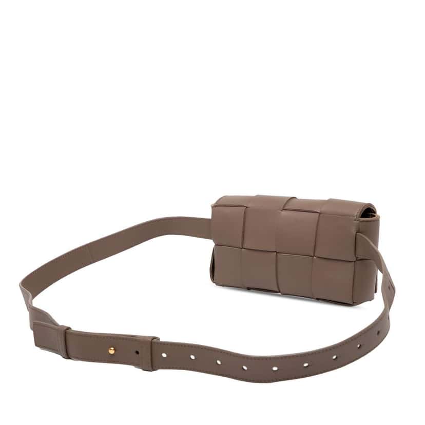 Bottega Veneta Mini Nappa Intrecciato Cassette Belt Bag Brown Leather Good condition - Back View