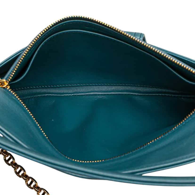 Dior Medium Calfskin DiorDouble Chain Bag Blue Leather Good condition - Model View